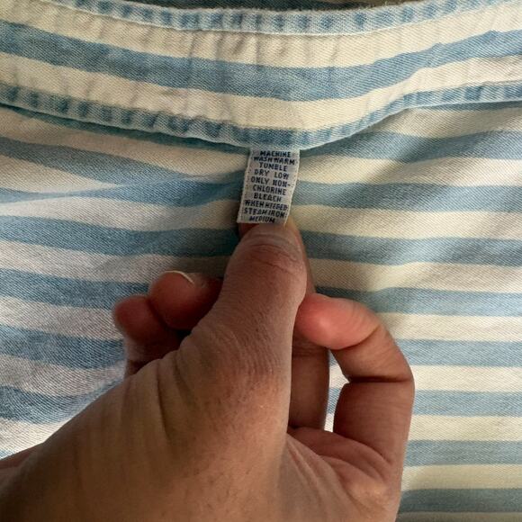 Vintage Polo Ralph Lauren Button Up Striped Shirt Blue White Size XL Over Shirt - Picture 4 of 6